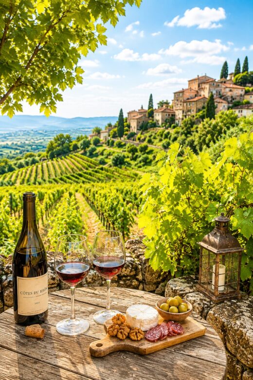 Boire un verre près des vignes